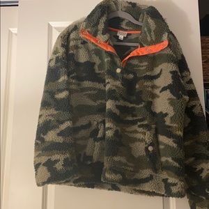 J.CREW CAMO SHERPA PULLOVER